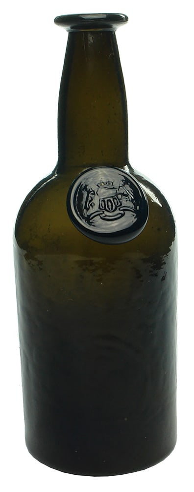 Coat of Arms Black Glass Sealed Wine Bottle