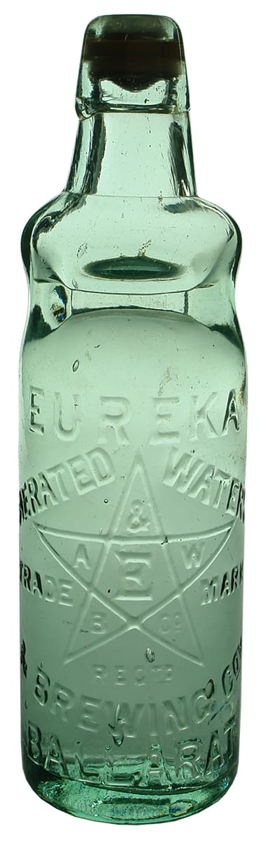 Eureka Ballarat Aerated Waters Brewing Antique Codd Bottle