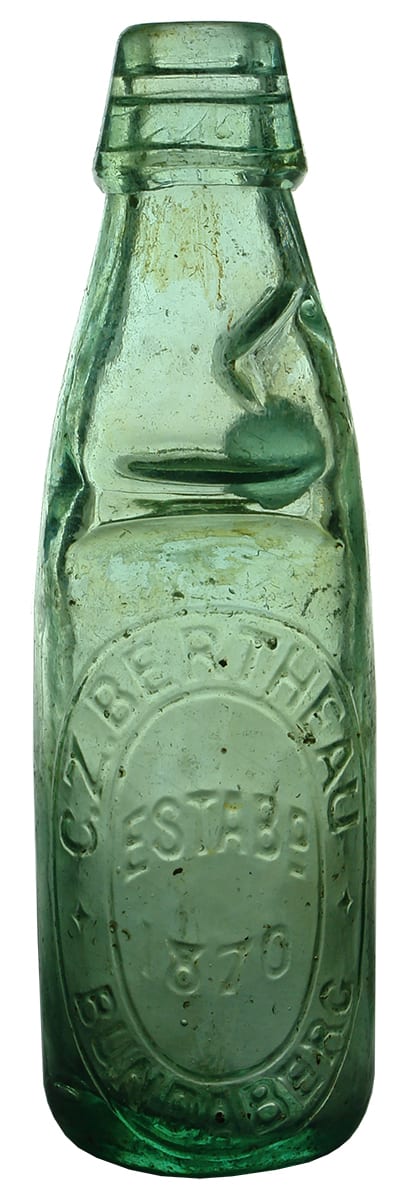 Bertheau Bundaberg Antique Codd Soft Drink Bottle
