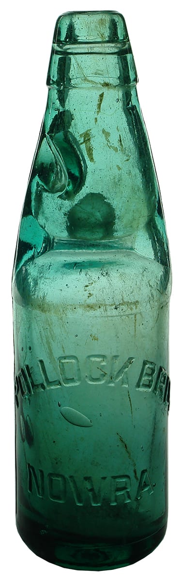 Pollock Bros Nowra Green Glass Codd Bottle