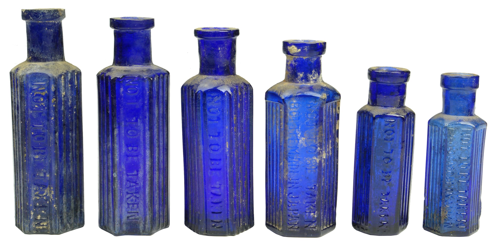 Old Blue Poison Bottles