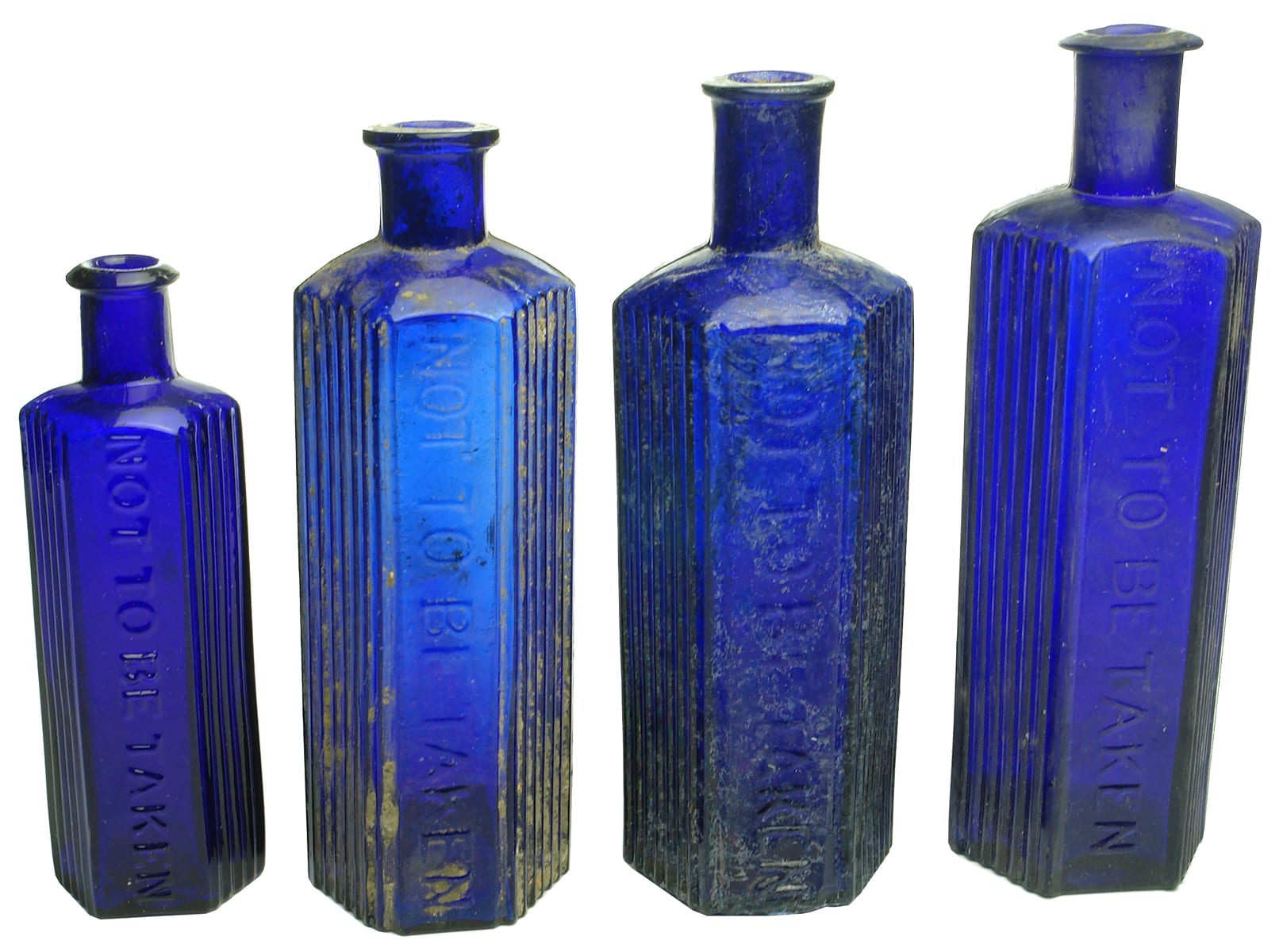 Old Blue Poison Bottles