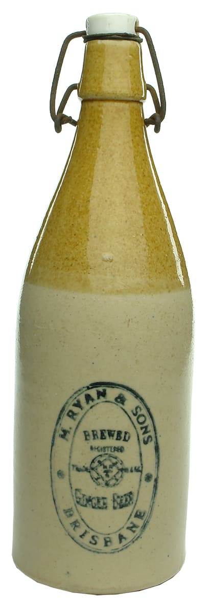 Ryan Sons Brisbane Large Stoneware Ginger Beer Bottle