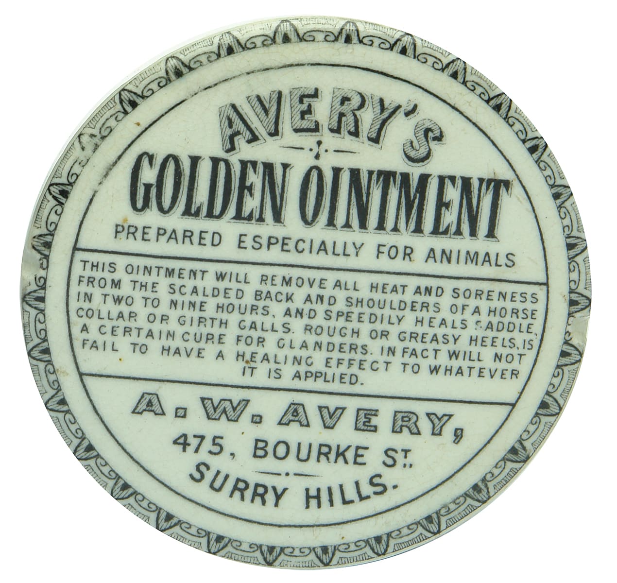 Avery's Golden Ointment Surry Hills Pot Lid