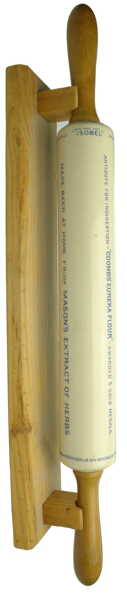 Mason's Extract Herbs Antique Advertising Rolling Pin