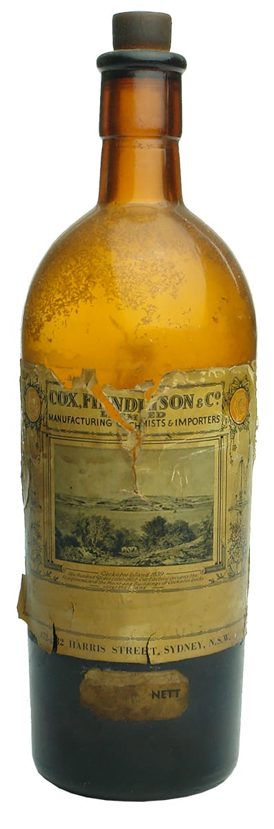 Cox Findlayson Sydney Labelled Glass Bottle