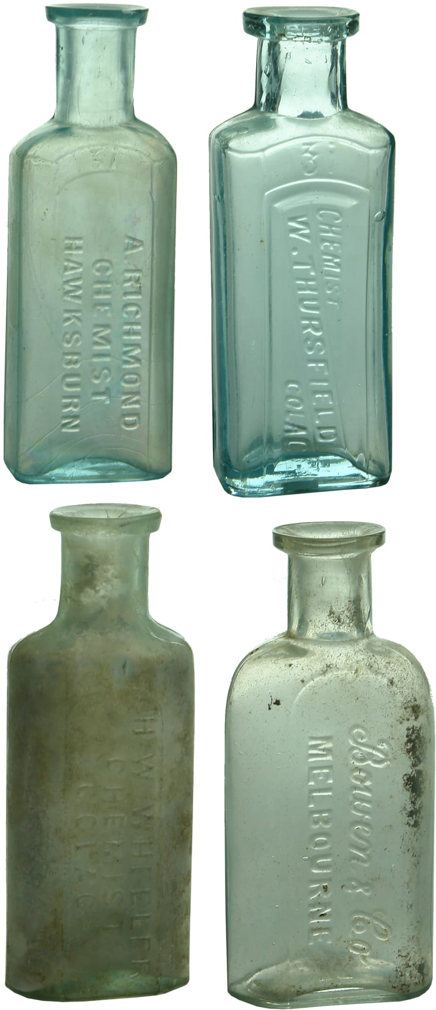 Old Antique Chemist Medicine Bottles