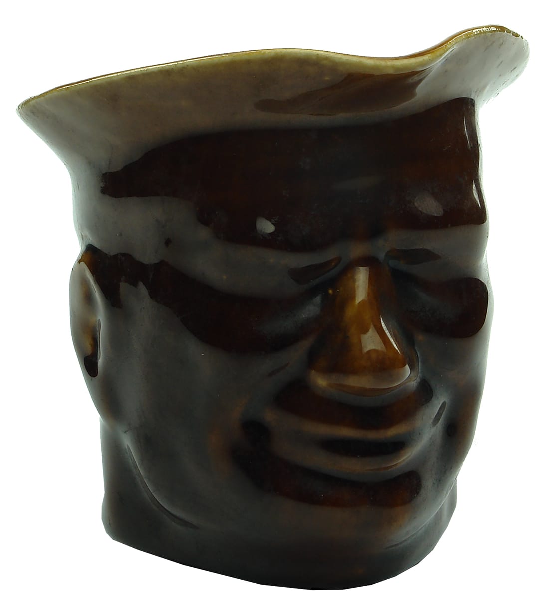 Brown Glazed Face Jug