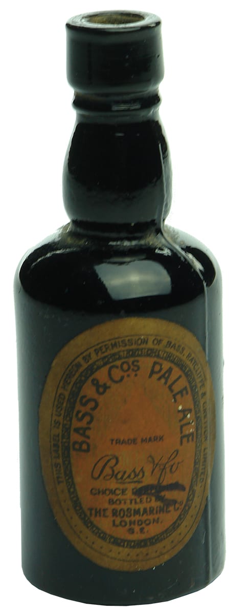 Bass Pale Ale Miniature labelled black glass bottle