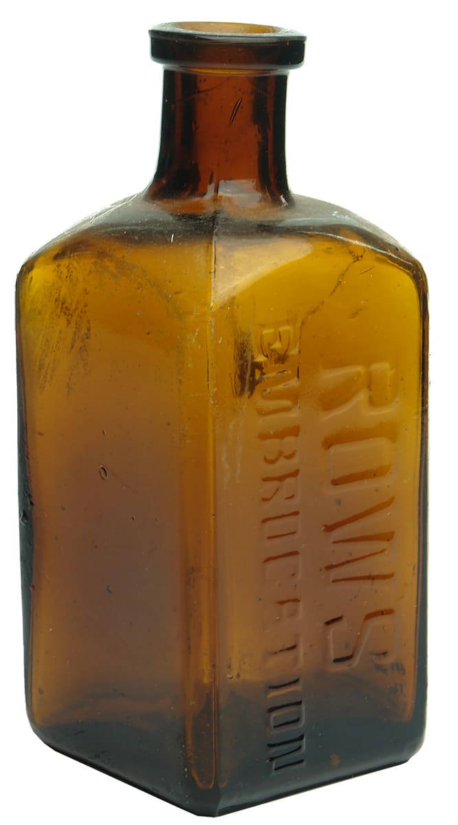 Row's Embrocation Amber Glass Bottle