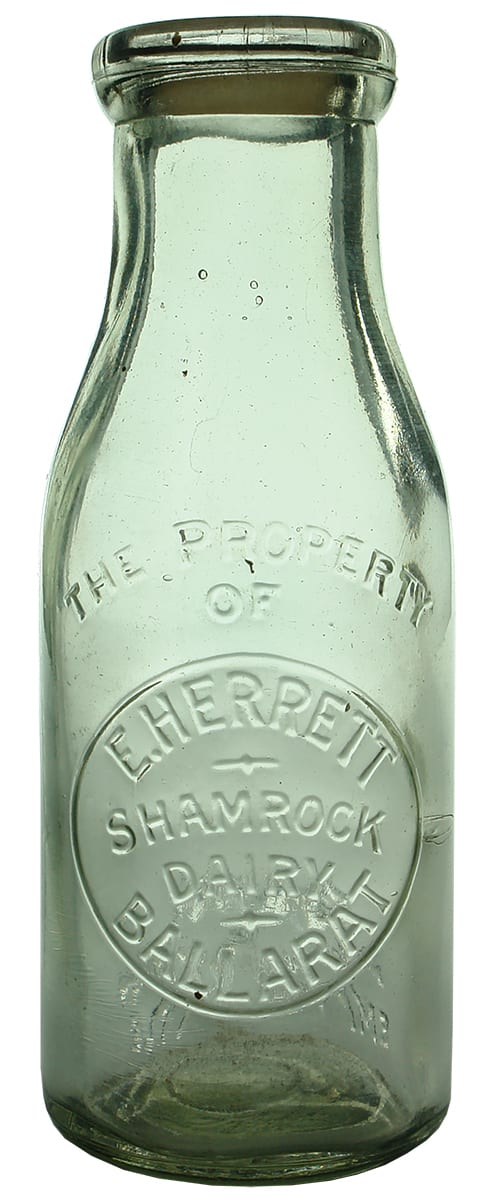 Herrett Shamrock Dairy Ballarat Pint Milk Bottle