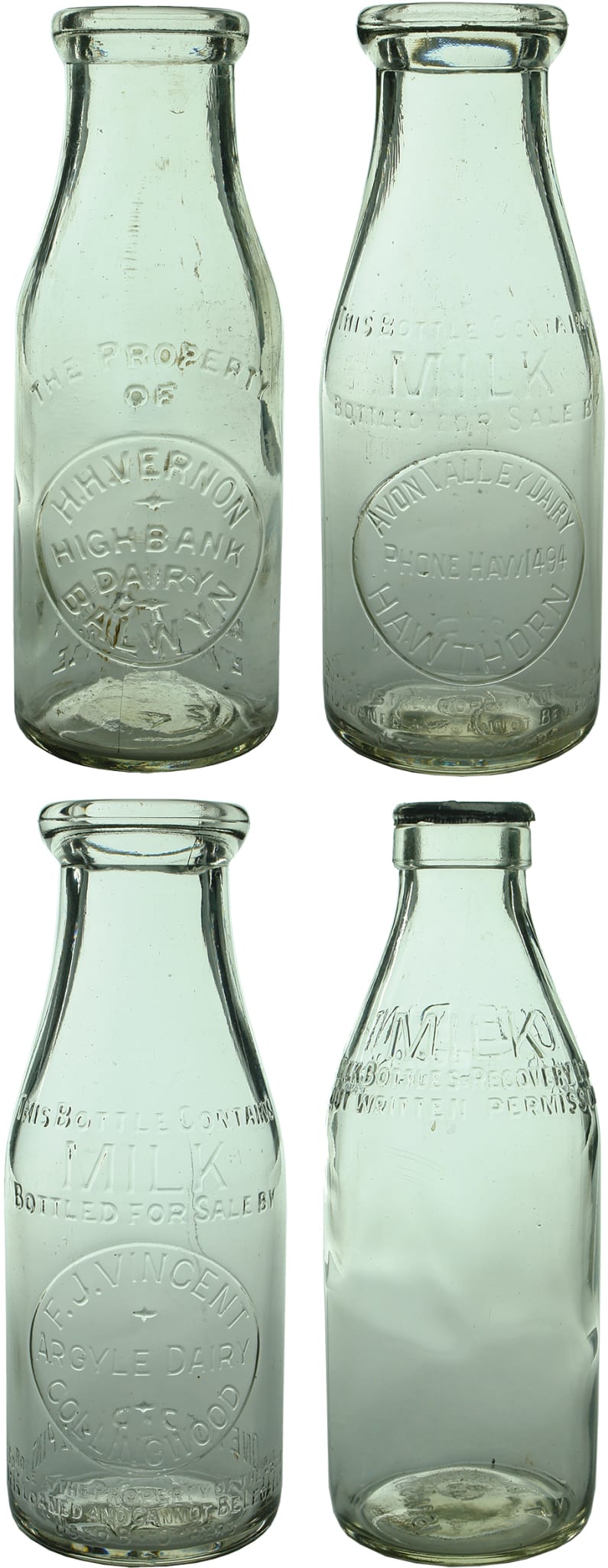 Vintage Old Milk Bottles