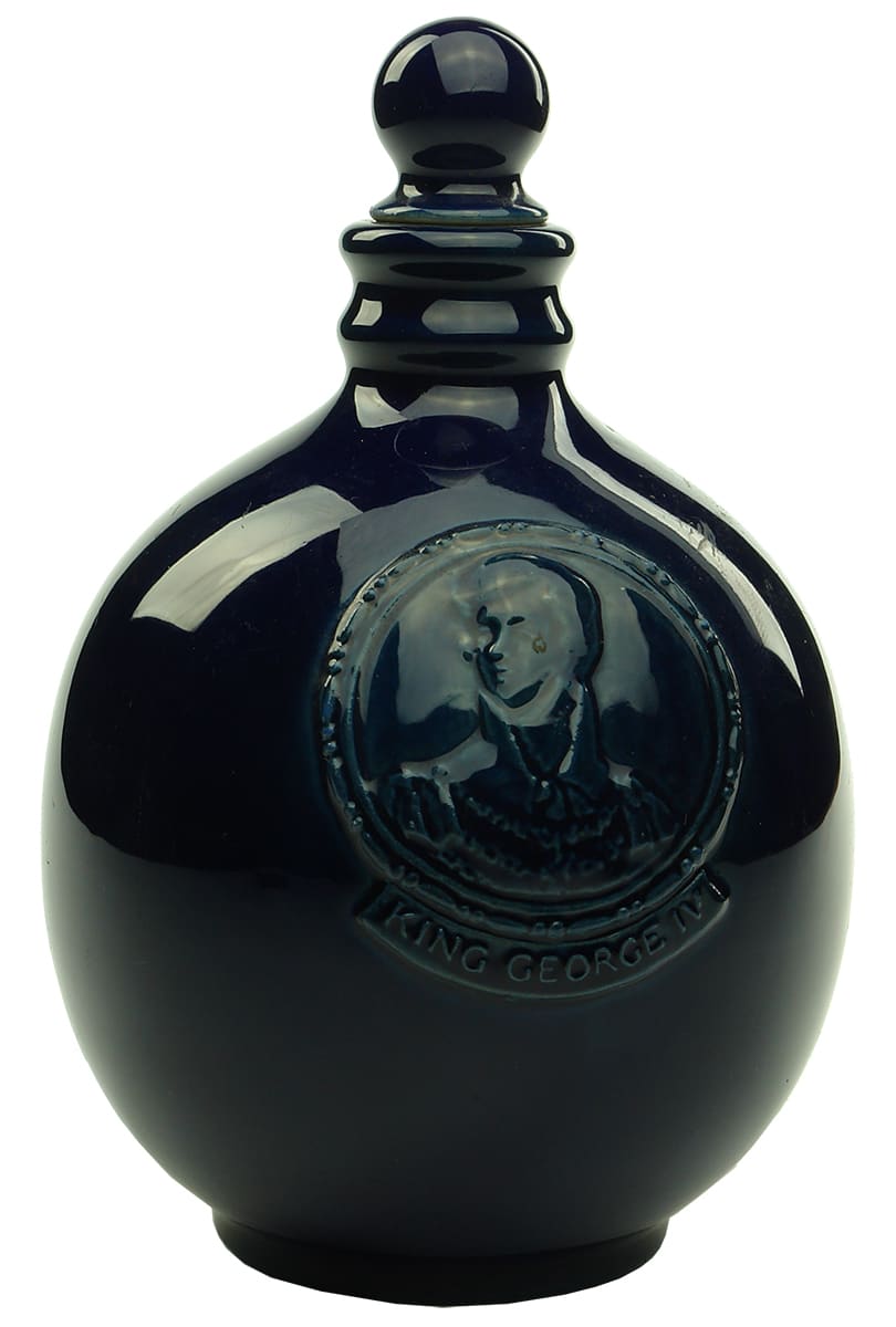 King George IV Blue Stoneware Whisky Jug