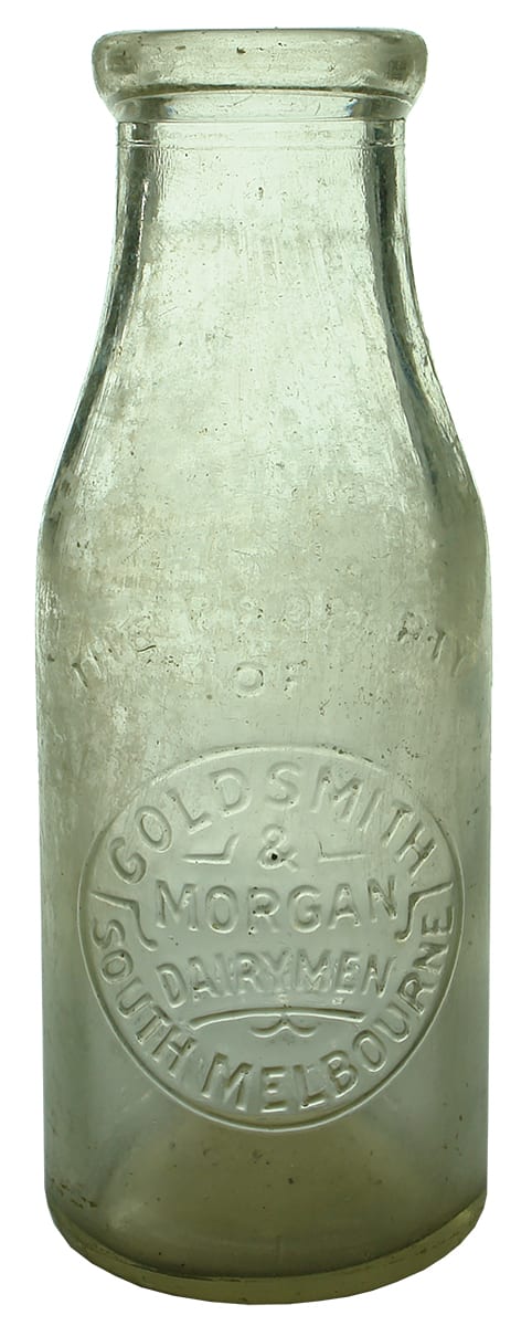 Goldsmith Morgan Dairymen South Melbourne Milk Pint Bottle