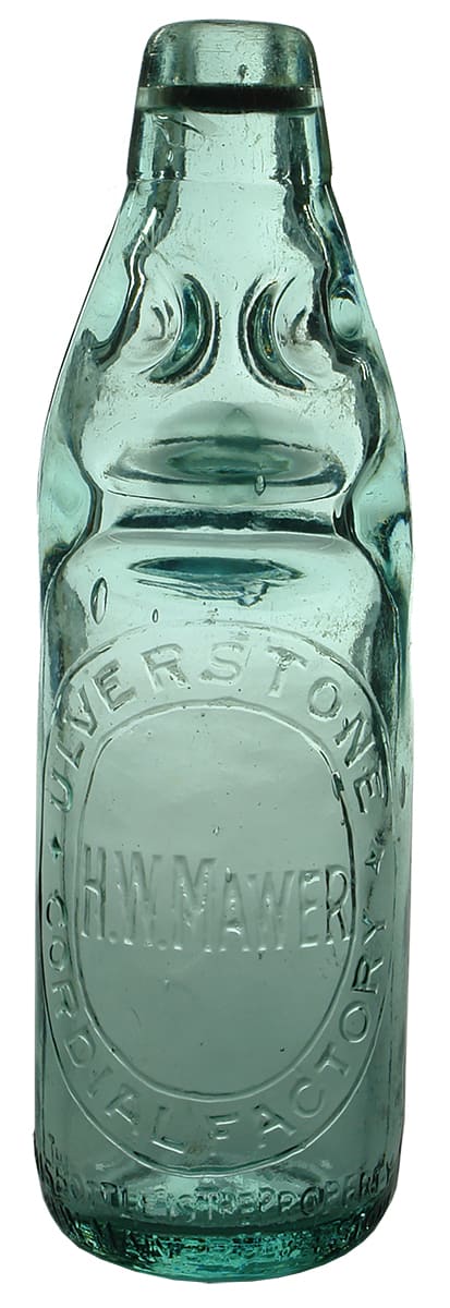 Ulverstone Cordial Factory Mawer Old Codd Bottle