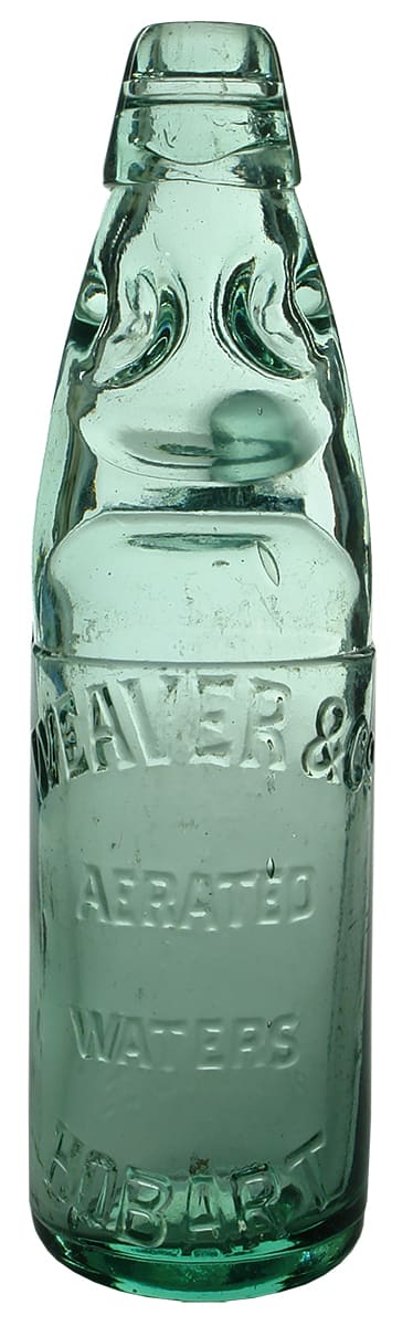 Weaver Aerated Waters Hobart Pinnacle Antique Codd Bottle