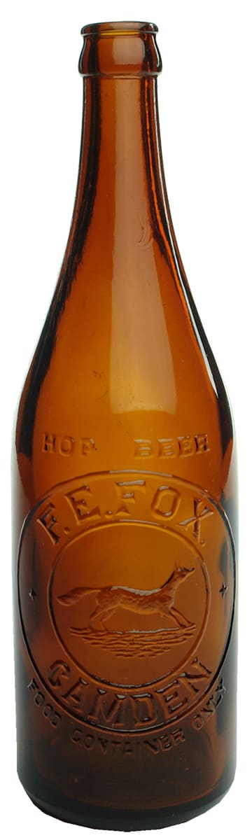 Fox Camden Antique Amber Glass Bottle
