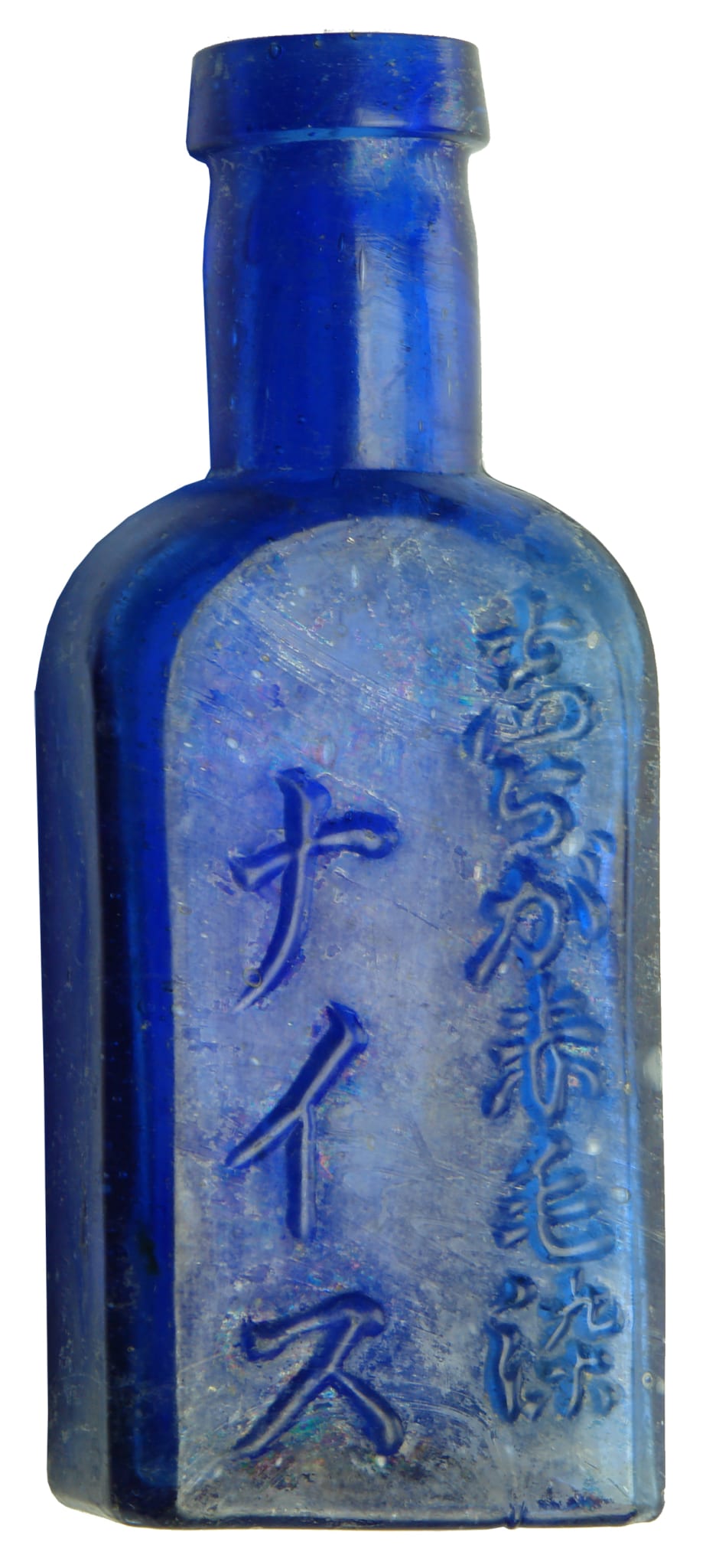 Blue Glass Japanese Medicine Bottle