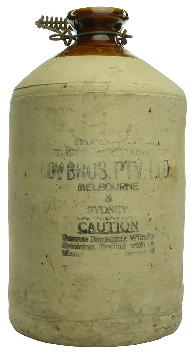 Loy Bros Melbourne Sydney Tan Lip Stoneware Demijohn