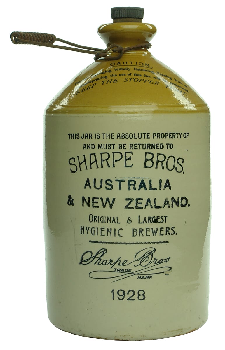 Sharpe Bros Australia New Zealand Printed Stoneware Demijohn