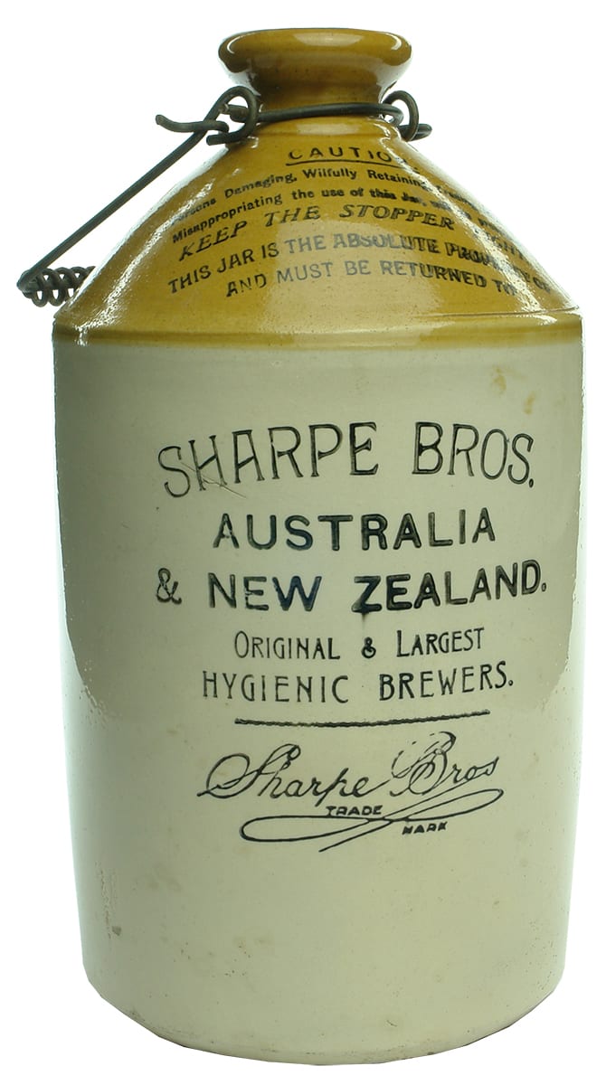 Sharpe Bros Australia New Zealand Printed Stoneware Demijohn