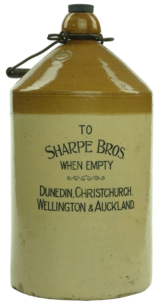 Sharpe Bros Australia New Zealand Printed Stoneware Demijohn