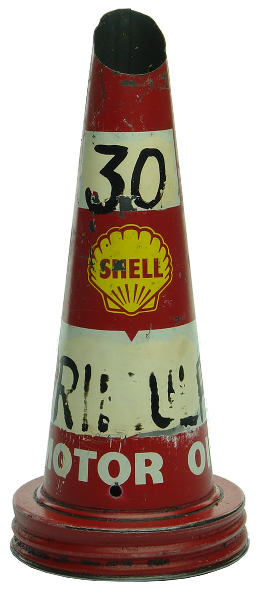 Shell Motor Oil tin oil pourer