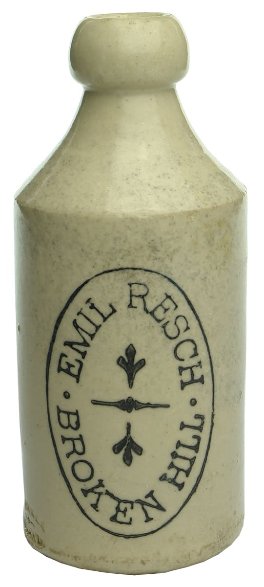 Emil Resch Broken Hill Stoneware Ginger Beer Bottle