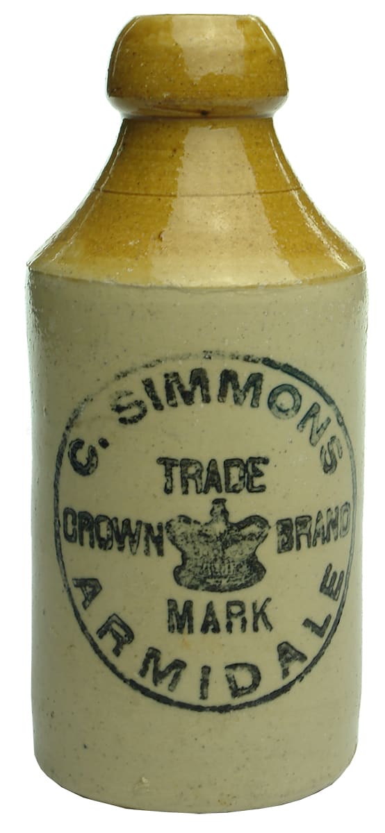 Simmons Crown Brand Armidale Stone Ginger Beer Bottle