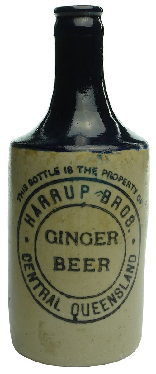 Harrup Bros Ginger Beer Central Queensland Stoneware Bottle