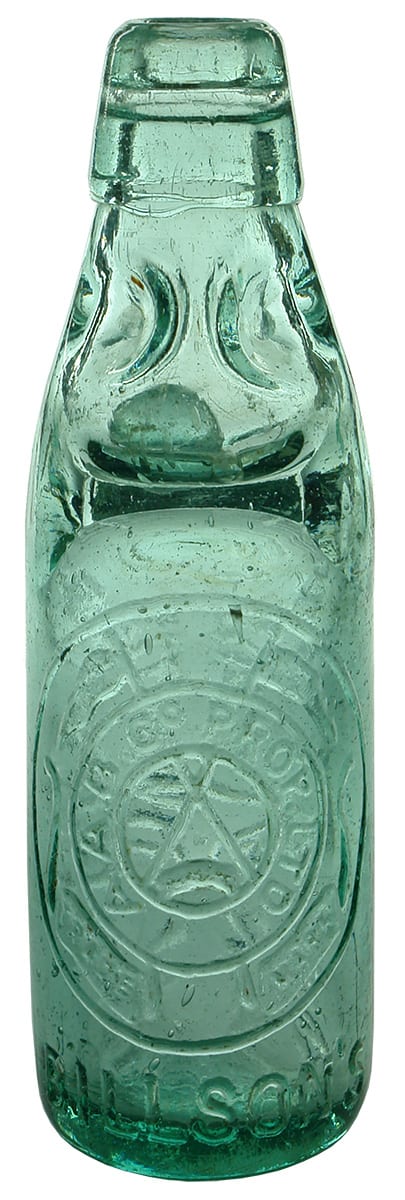 Billson's Anglo Australian Beechworth Tallangatta Codd Marble Bottle