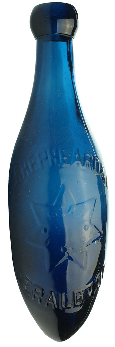 Shepheard Geraldton Blue Antique Torpedo Soft Drink Bottle