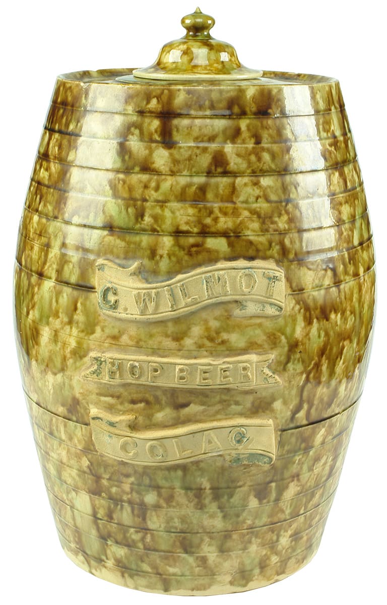 Wilmot Hop Beer Colac Majolica Glaze Stoneware Barrel