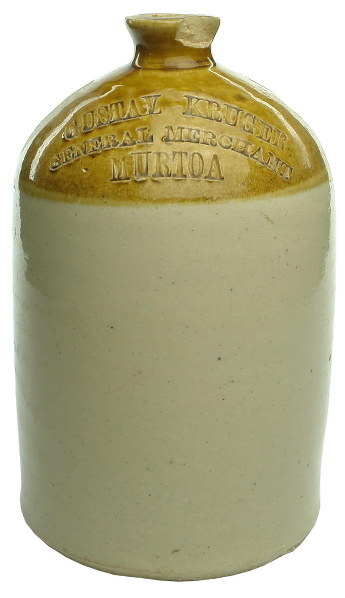 Gustav Kruger Murtoa Impressed Stoneware Demijohn