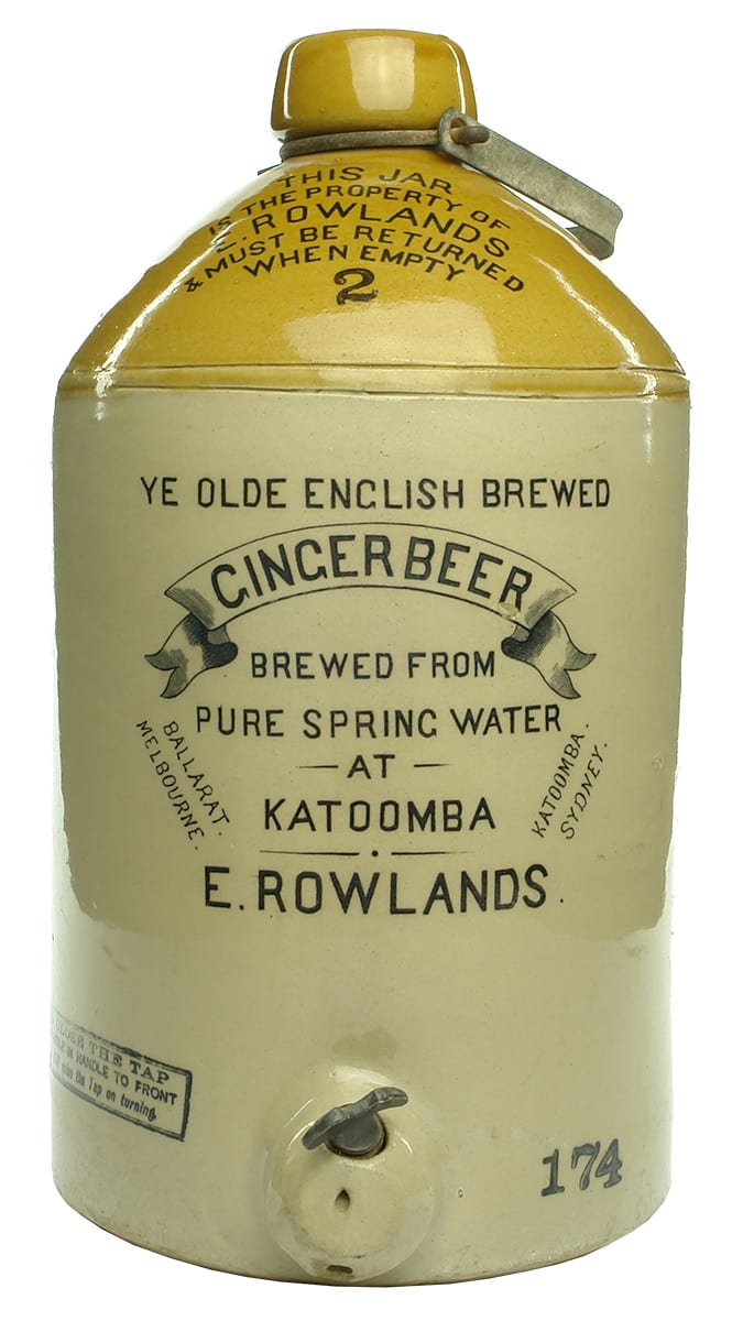 Rowlands Ginger Beer Katoomba Melbourne Sydney Stoneware Demijohn