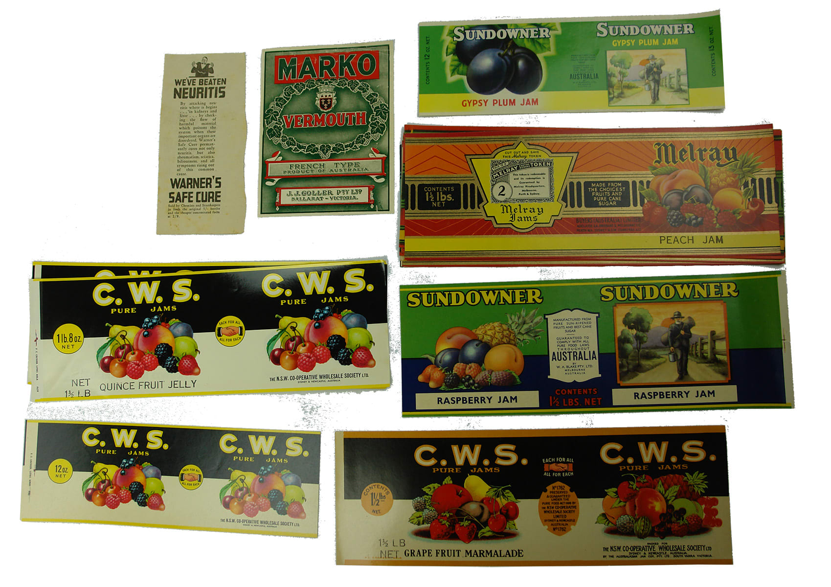 Vintage Australian Preserves Labels