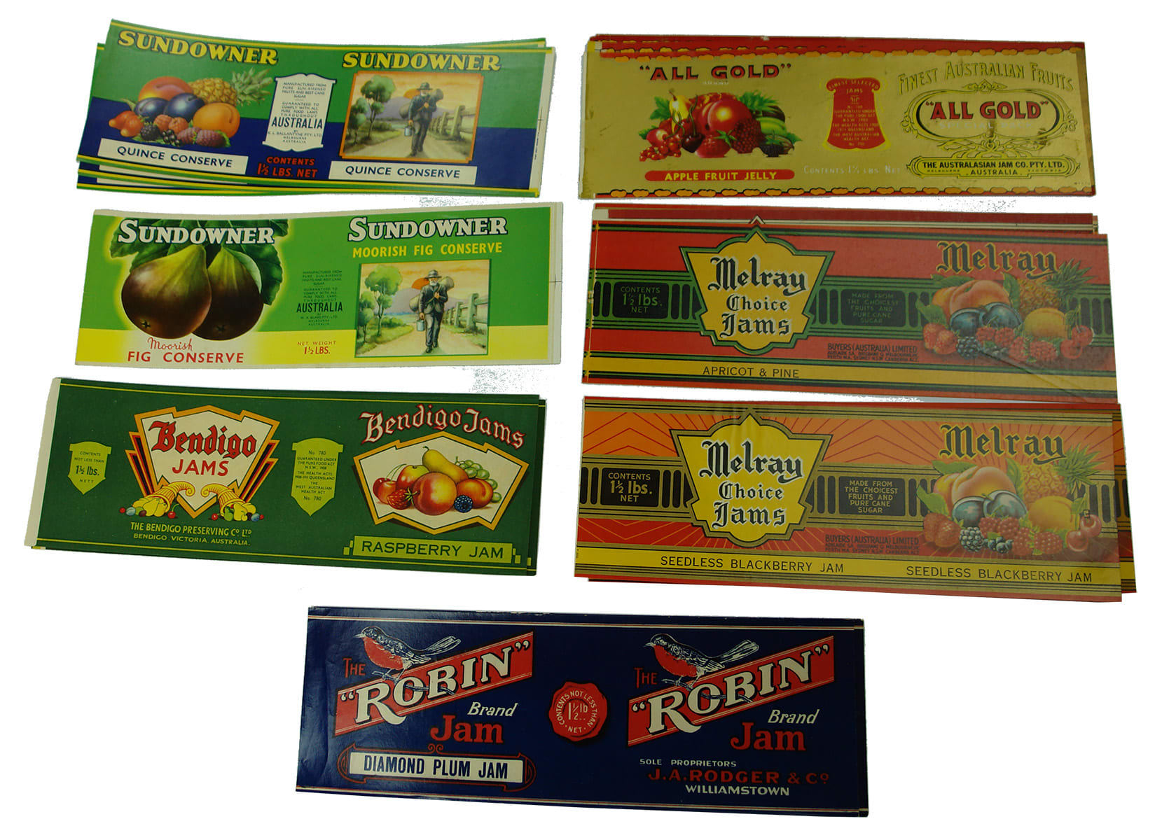 Vintage Australian Preserves Labels