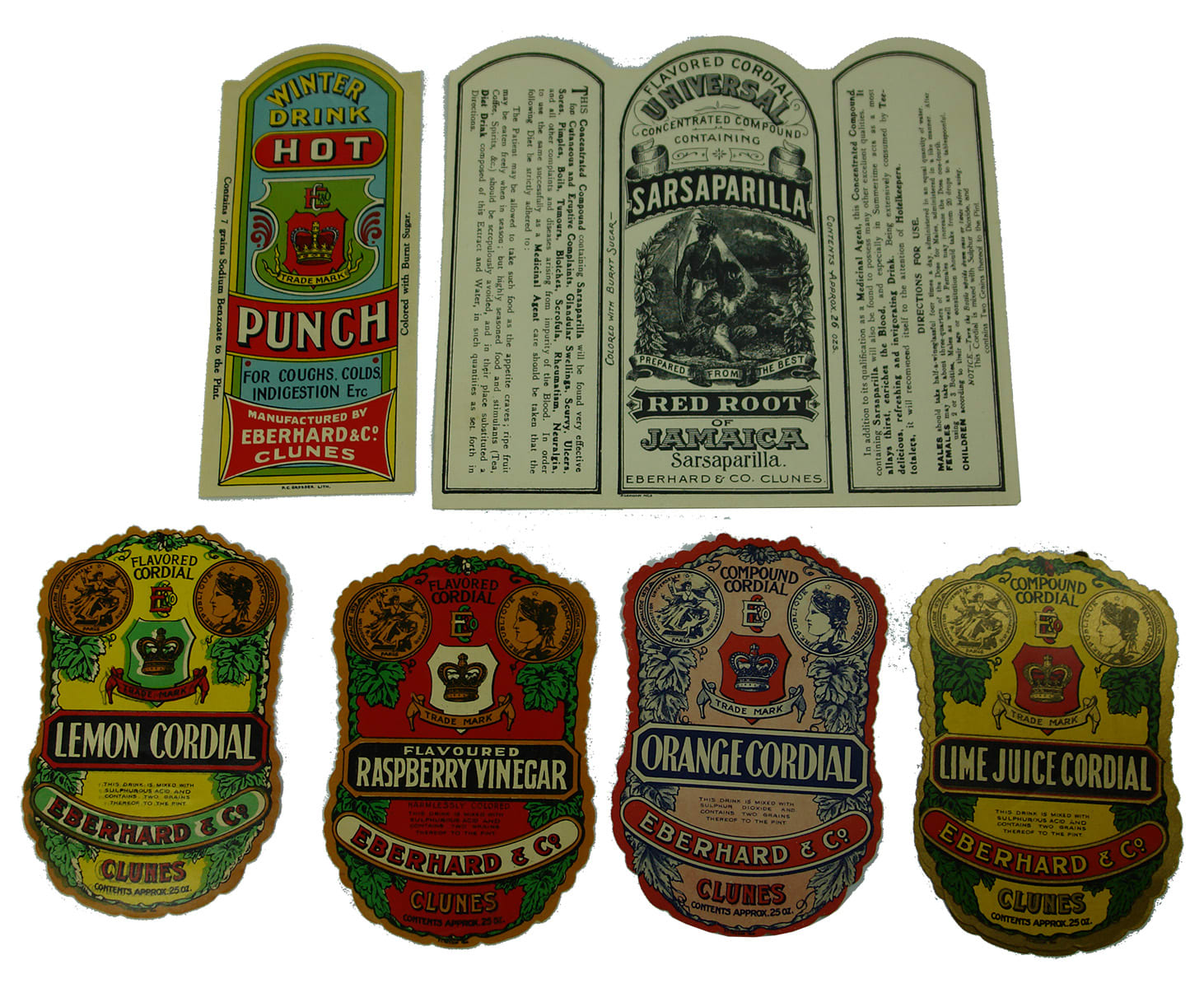 Vintage Eberhard Clunes Labels