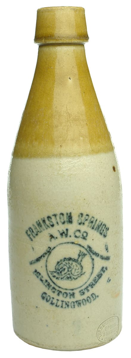 Frankston Springs Collingwood Stone Ginger Beer Bottle