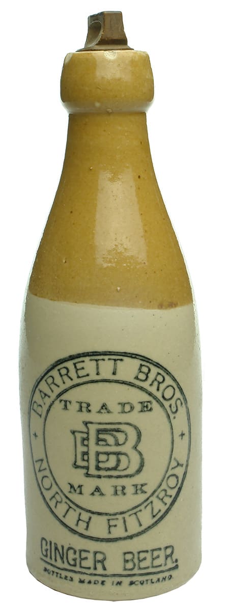 Barrett Bros North Fitzroy Stone Ginger Beer Bottle