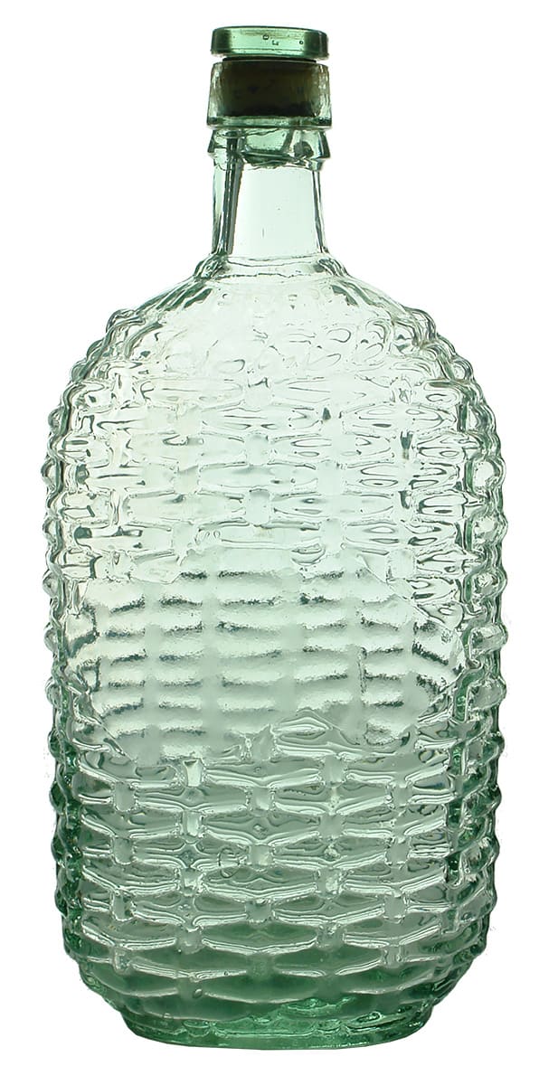 Basket Weave Glass Antique Flask Bottle