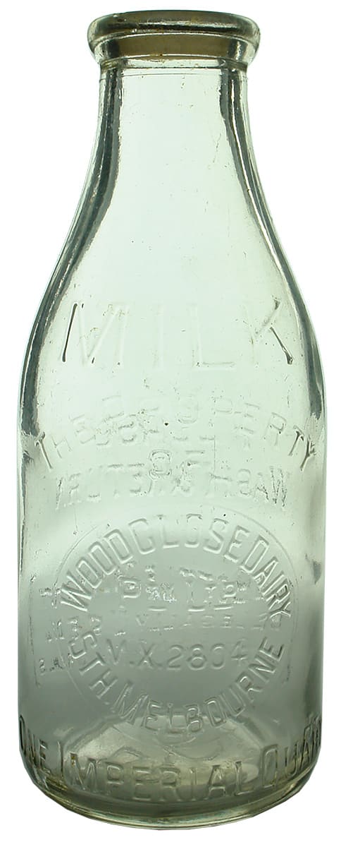 Woodclose Dairy South Melbourne Old Milk Bottle