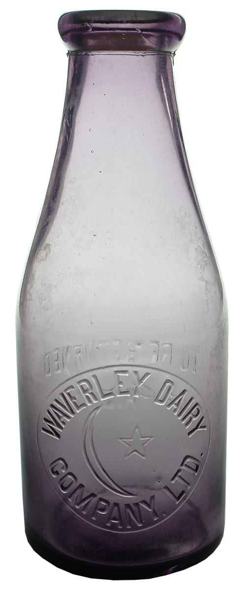 Waverley Dairy Crescent Moon Old Milk Bottle