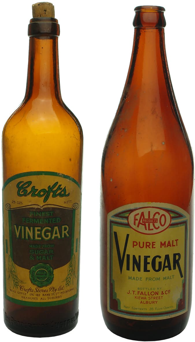 Old Labelled Vinegar Bottles