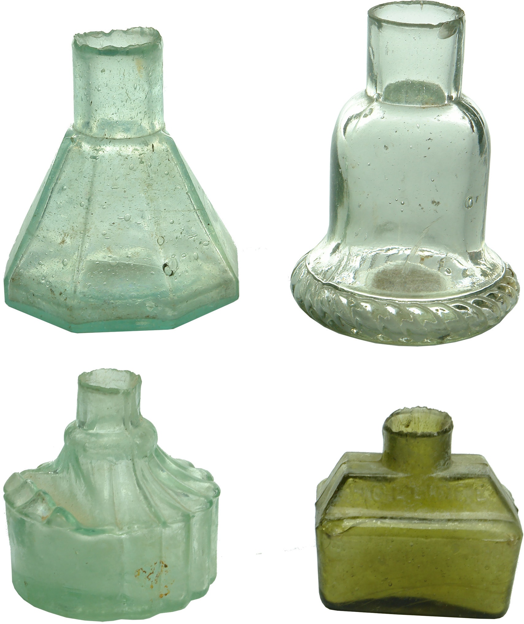 Old Antique Glass Ink Bottles