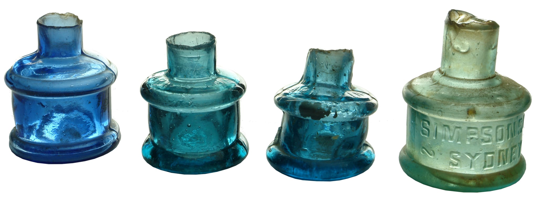 Old Antique Glass Ink Bottles