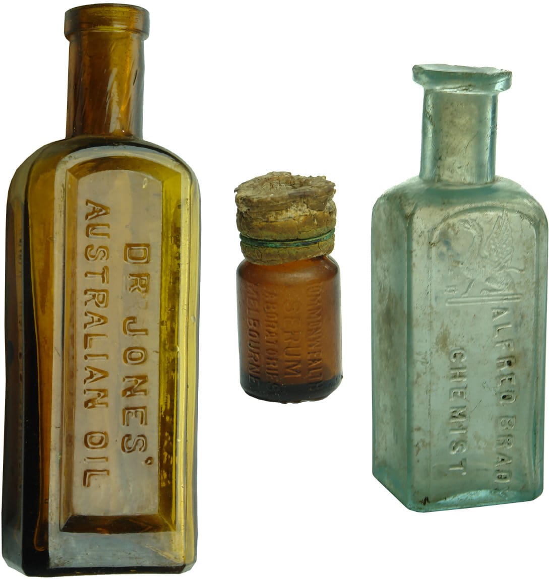 Antique Old Chemist Prescription Bottles Cures