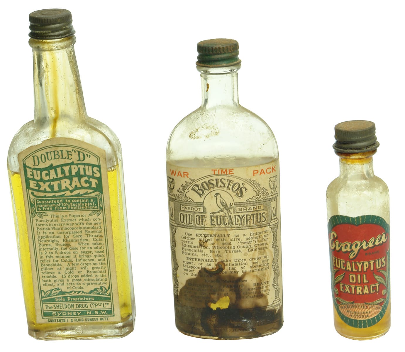 Old Antique Eucalyptus Oil Bottles