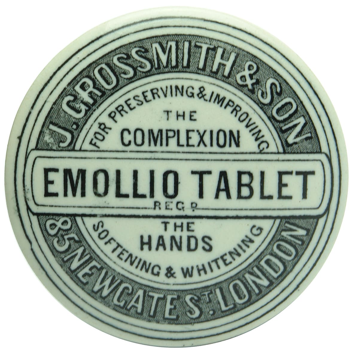 Grossmith London Emollio Tablet Antique Pot Lid
