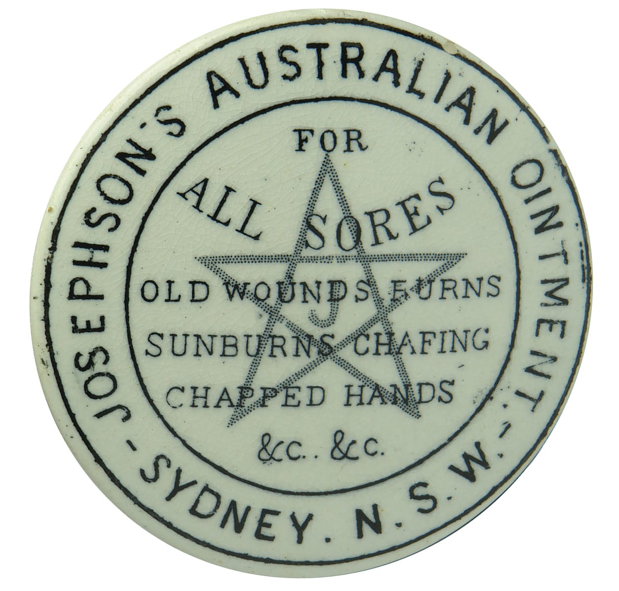 Josephson's Australian Ointment Sydney Antique Pot Lid